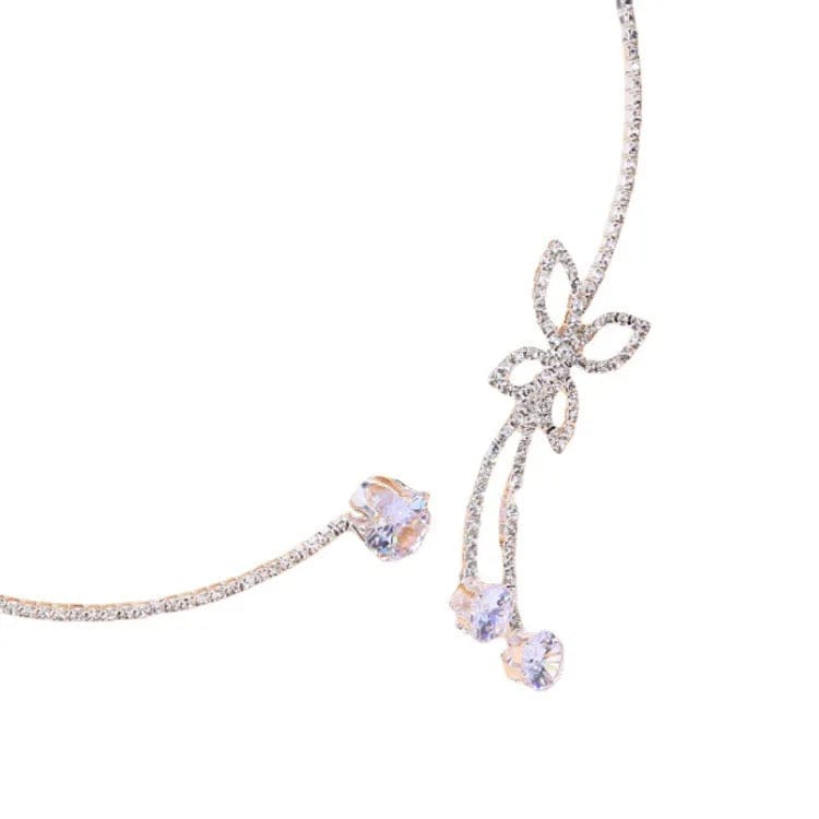 Cross Border Rhinestone Butterfly Collar Niche Design Sense Necklace Simple Full Drill Clavicle Chain Fairy Girl Choker - SHOWLU FASHION STORE