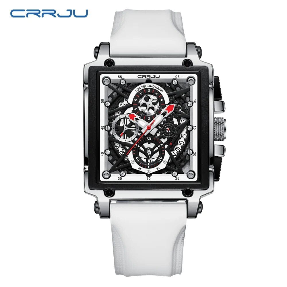 CRRJU Men's Sports Chronograph Wrist Watch For Men Army Silicone strap Square Quartz Stop Watch Clock Man Relogios Masculino - SHOWLU FASHION STORE