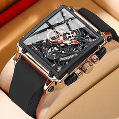 CRRJU Men's Sports Chronograph Wrist Watch For Men Army Silicone strap Square Quartz Stop Watch Clock Man Relogios Masculino - SHOWLU FASHION STORE