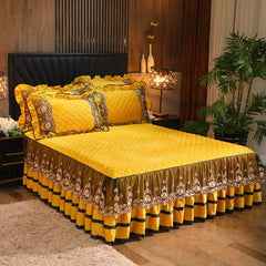 Crystal Velvet Fleece Bedspread, Super Soft Quilting, Lace Bedskirt, Bedclothes, Mattress Cover, Bedspread, Pillowcases - SHOWLU FASHION STORE