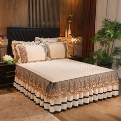 Crystal Velvet Fleece Bedspread, Super Soft Quilting, Lace Bedskirt, Bedclothes, Mattress Cover, Bedspread, Pillowcases - SHOWLU FASHION STORE