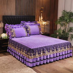 Crystal Velvet Fleece Bedspread, Super Soft Quilting, Lace Bedskirt, Bedclothes, Mattress Cover, Bedspread, Pillowcases - SHOWLU FASHION STORE