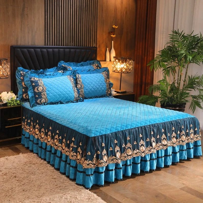 Crystal Velvet Fleece Bedspread, Super Soft Quilting, Lace Bedskirt, Bedclothes, Mattress Cover, Bedspread, Pillowcases - SHOWLU FASHION STORE