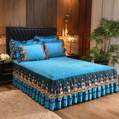 Crystal Velvet Fleece Bedspread, Super Soft Quilting, Lace Bedskirt, Bedclothes, Mattress Cover, Bedspread, Pillowcases - SHOWLU FASHION STORE