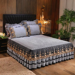 Crystal Velvet Fleece Bedspread, Super Soft Quilting, Lace Bedskirt, Bedclothes, Mattress Cover, Bedspread, Pillowcases - SHOWLU FASHION STORE