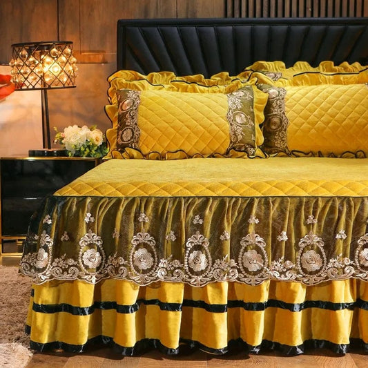 Crystal Velvet Fleece Bedspread, Super Soft Quilting, Lace Bedskirt, Bedclothes, Mattress Cover, Bedspread, Pillowcases - SHOWLU FASHION STORE