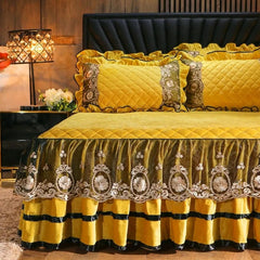 Crystal Velvet Fleece Bedspread, Super Soft Quilting, Lace Bedskirt, Bedclothes, Mattress Cover, Bedspread, Pillowcases - SHOWLU FASHION STORE