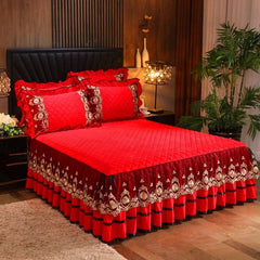 Crystal Velvet Fleece Bedspread, Super Soft Quilting, Lace Bedskirt, Bedclothes, Mattress Cover, Bedspread, Pillowcases - SHOWLU FASHION STORE