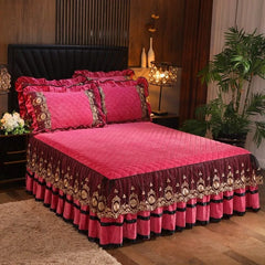 Crystal Velvet Fleece Bedspread, Super Soft Quilting, Lace Bedskirt, Bedclothes, Mattress Cover, Bedspread, Pillowcases - SHOWLU FASHION STORE