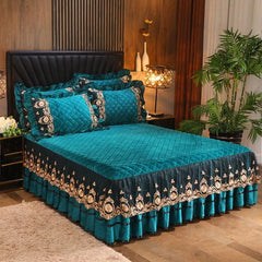 Crystal Velvet Fleece Bedspread, Super Soft Quilting, Lace Bedskirt, Bedclothes, Mattress Cover, Bedspread, Pillowcases - SHOWLU FASHION STORE