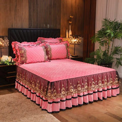Crystal Velvet Fleece Bedspread, Super Soft Quilting, Lace Bedskirt, Bedclothes, Mattress Cover, Bedspread, Pillowcases - SHOWLU FASHION STORE