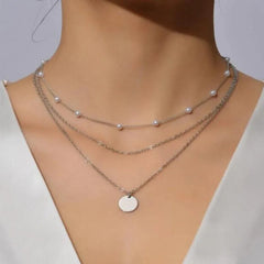 Crystal Zircon Heart Star Charm Layered Pendant Necklace Set for Women Charms Fashion Square Rhinestone Female Vintage Jewelry - SHOWLU FASHION STORE