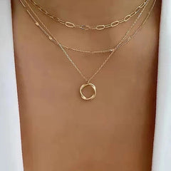 Crystal Zircon Heart Star Charm Layered Pendant Necklace Set for Women Charms Fashion Square Rhinestone Female Vintage Jewelry - SHOWLU FASHION STORE