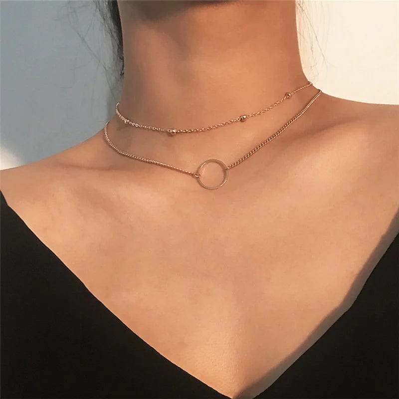 Crystal Zircon Heart Star Charm Layered Pendant Necklace Set for Women Charms Fashion Square Rhinestone Female Vintage Jewelry - SHOWLU FASHION STORE