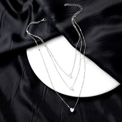 Crystal Zircon Heart Star Charm Layered Pendant Necklace Set for Women Charms Fashion Square Rhinestone Female Vintage Jewelry - SHOWLU FASHION STORE