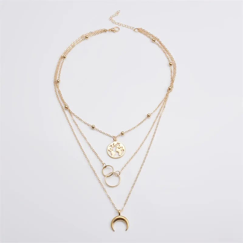 Crystal Zircon Heart Star Charm Layered Pendant Necklace Set for Women Charms Fashion Square Rhinestone Female Vintage Jewelry - SHOWLU FASHION STORE