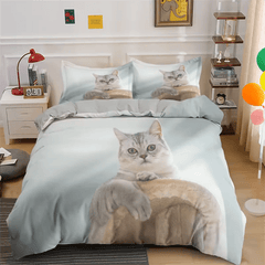 Cute Cat Bedding Set 3D Duvet Cover Set Single Double Twin Full Size Teens Adults Bedclothes Soft Polyester Bed Linen For Baby - SHOWLU FASHION STORE
