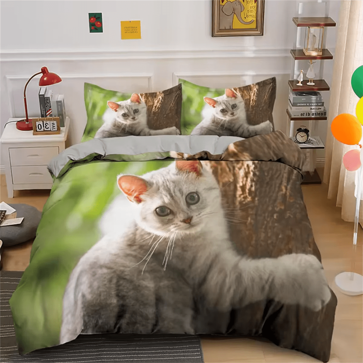 Cute Cat Bedding Set 3D Duvet Cover Set Single Double Twin Full Size Teens Adults Bedclothes Soft Polyester Bed Linen For Baby - SHOWLU FASHION STORE