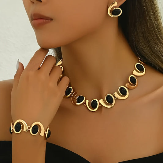 4pcs Women's Fashion Jewelry Set with Punctuation Comma Animal Snail Group Pendant Earrings Necklace Bracelet Set Suitable for Versatile Travel, Party, and Gift Set SHOWLU FASHION STORE