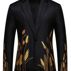 New Palace-Style Suit with Wheat Ear Print Design SHOWLU FASHION STORE