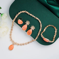 A Set of 4 Vibrant And Trendy Beaded Jewelry Pieces with Unique Designs, Featuring Golden Plating, Perfect for Bridal Parties And Women'S Accessories. SHOWLU FASHION STORE