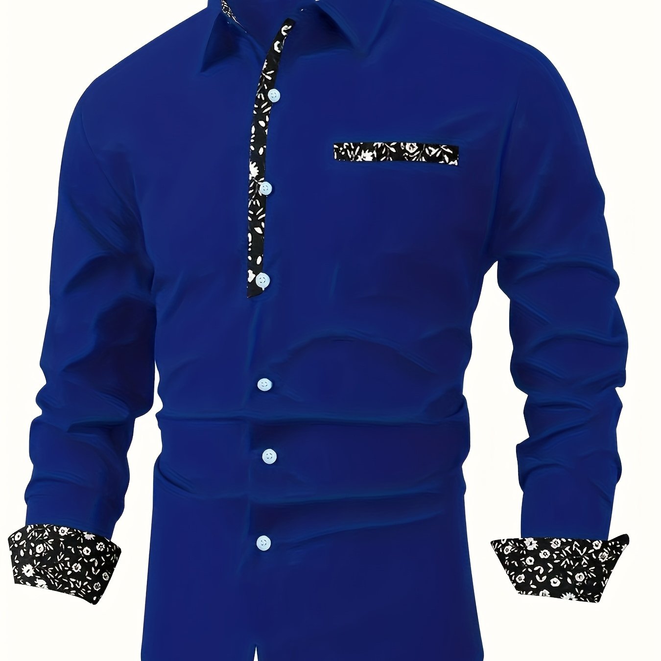 Men's Casual Floral Print Long Sleeve Shirt - Comfortable Polyester, Maroon with Black and White Detailing, Button-Up Collared Style for Fall/Winter SHOWLU FASHION STORE