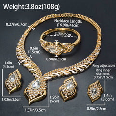 1 Set Elegant Copper Jewelry for Women - Luxury Teardrop Pendant Necklace, Bracelet, Ring, and Earrings with Synthetic Zirconia - Middle Eastern Style for Wedding, Party, Ramadan - All-Season Gift Set SHOWLU FASHION STORE