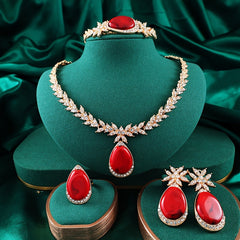 A Set of 4 Vibrant And Trendy Beaded Jewelry Pieces with Unique Designs, Featuring Golden Plating, Perfect for Bridal Parties And Women'S Accessories. SHOWLU FASHION STORE