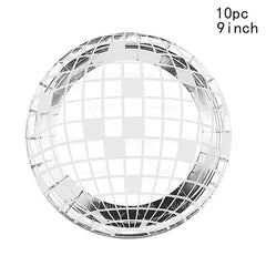 Disco Ball Theme Tableware Set Black Silver Disco Plates Napkins Cups Adults Happy Disco Birthday Party Decor Wedding Supplies - SHOWLU FASHION STORE