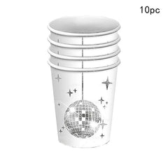 Disco Ball Theme Tableware Set Black Silver Disco Plates Napkins Cups Adults Happy Disco Birthday Party Decor Wedding Supplies - SHOWLU FASHION STORE