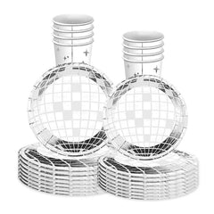 Disco Ball Theme Tableware Set Black Silver Disco Plates Napkins Cups Adults Happy Disco Birthday Party Decor Wedding Supplies - SHOWLU FASHION STORE