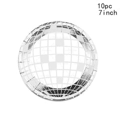 Disco Ball Theme Tableware Set Black Silver Disco Plates Napkins Cups Adults Happy Disco Birthday Party Decor Wedding Supplies - SHOWLU FASHION STORE