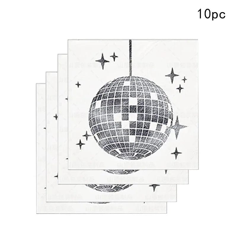 Disco Ball Theme Tableware Set Black Silver Disco Plates Napkins Cups Adults Happy Disco Birthday Party Decor Wedding Supplies - SHOWLU FASHION STORE