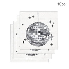 Disco Ball Theme Tableware Set Black Silver Disco Plates Napkins Cups Adults Happy Disco Birthday Party Decor Wedding Supplies - SHOWLU FASHION STORE