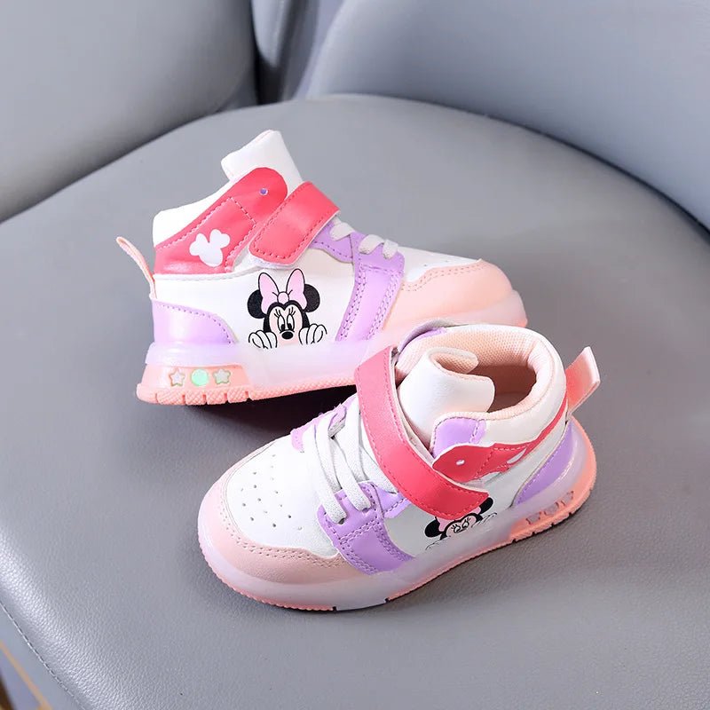 Disney Children's Sneakers Boys Girls Mickey Led Light Sport Shoes Student Shoes Hook Anti - slip Kids Outdoor Shoes Basket Shoes - SHOWLU FASHION STORE