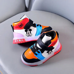 Disney Children's Sneakers Boys Girls Mickey Led Light Sport Shoes Student Shoes Hook Anti - slip Kids Outdoor Shoes Basket Shoes - SHOWLU FASHION STORE