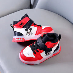 Disney Children's Sneakers Boys Girls Mickey Led Light Sport Shoes Student Shoes Hook Anti - slip Kids Outdoor Shoes Basket Shoes - SHOWLU FASHION STORE