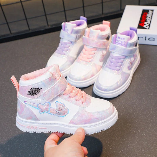 Disney Children's Sneakers Frozen Elsa Princess Girls Casual Shoes Student Shoes Anti - slip Teen Sport Pink Blue Shoes Size 26 - 37 - SHOWLU FASHION STORE