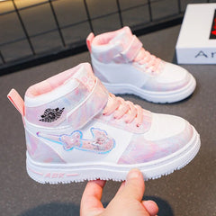 Disney Children's Sneakers Frozen Elsa Princess Girls Casual Shoes Student Shoes Anti - slip Teen Sport Pink Blue Shoes Size 26 - 37 - SHOWLU FASHION STORE