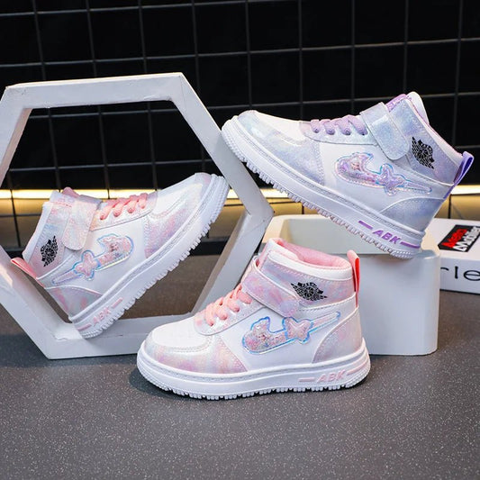 Disney Children's Sneakers Frozen Elsa Princess Girls Casual Shoes Student Shoes Anti - slip Teen Sport Pink Blue Shoes Size 26 - 37 - SHOWLU FASHION STORE