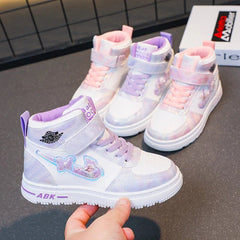 Disney Children's Sneakers Frozen Elsa Princess Girls Casual Shoes Student Shoes Anti - slip Teen Sport Pink Blue Shoes Size 26 - 37 - SHOWLU FASHION STORE