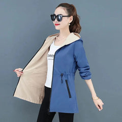 Double - Sided Trench Coat Women 2023 New Korean Casual Spring Autumn Loose Mid Long Windbreakers Female Outerwear Gabardina Mujer - SHOWLU FASHION STORE
