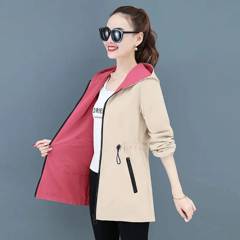 Double - Sided Trench Coat Women 2023 New Korean Casual Spring Autumn Loose Mid Long Windbreakers Female Outerwear Gabardina Mujer - SHOWLU FASHION STORE
