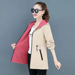 Double - Sided Trench Coat Women 2023 New Korean Casual Spring Autumn Loose Mid Long Windbreakers Female Outerwear Gabardina Mujer - SHOWLU FASHION STORE