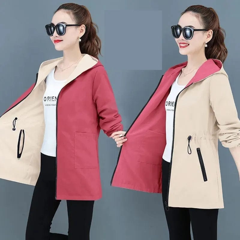 Double - Sided Trench Coat Women 2023 New Korean Casual Spring Autumn Loose Mid Long Windbreakers Female Outerwear Gabardina Mujer - SHOWLU FASHION STORE