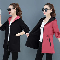 Double - Sided Trench Coat Women 2023 New Korean Casual Spring Autumn Loose Mid Long Windbreakers Female Outerwear Gabardina Mujer - SHOWLU FASHION STORE