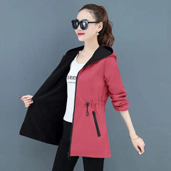 Double - Sided Trench Coat Women 2023 New Korean Casual Spring Autumn Loose Mid Long Windbreakers Female Outerwear Gabardina Mujer - SHOWLU FASHION STORE