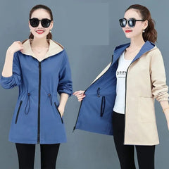 Double - Sided Trench Coat Women 2023 New Korean Casual Spring Autumn Loose Mid Long Windbreakers Female Outerwear Gabardina Mujer - SHOWLU FASHION STORE