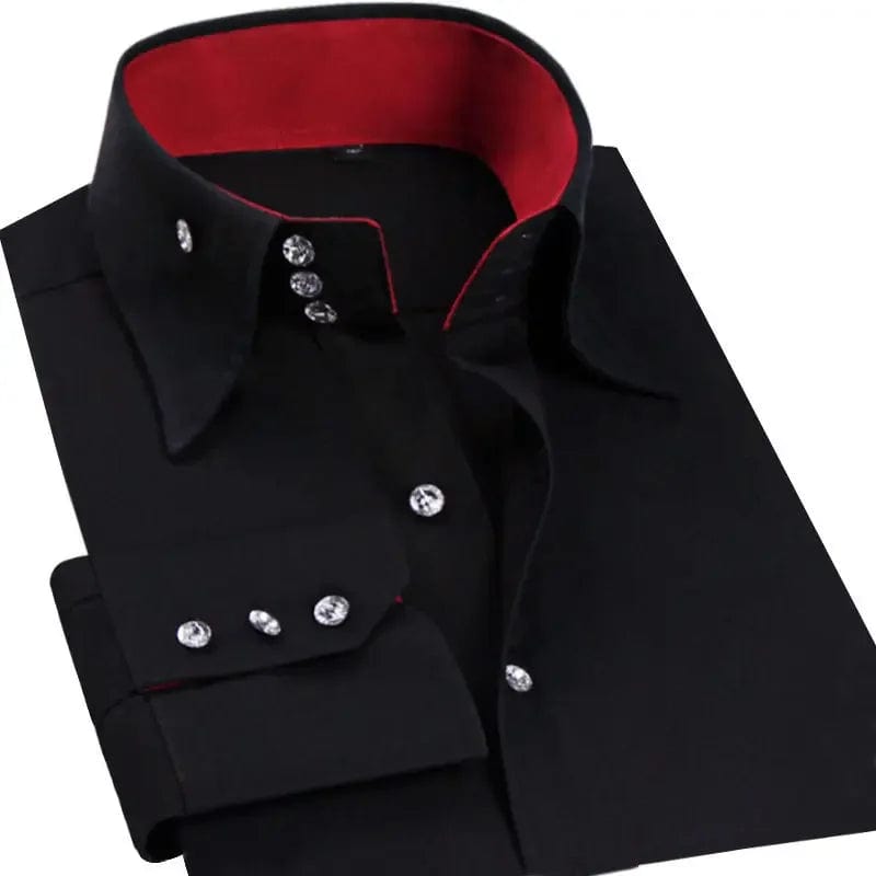 Dress Shirt for Men Button - down Collared Formal Business Long Sleeve Casual Korean Fashion Slim Fit Male Designer Shirts White - SHOWLU FASHION STORE