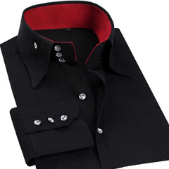 Dress Shirt for Men Button - down Collared Formal Business Long Sleeve Casual Korean Fashion Slim Fit Male Designer Shirts White - SHOWLU FASHION STORE